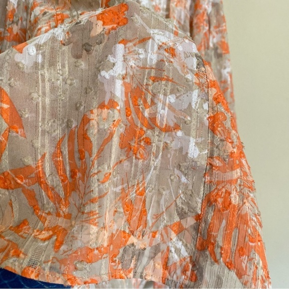 Chico’s Camo Foliage Sheer Jacket Peach Cream Size 2 Large - Picture 12 of 16